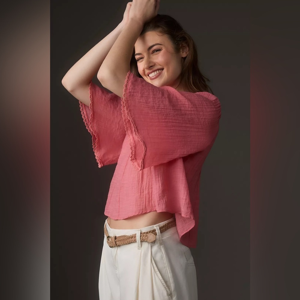 NWT Size S - By Anthropologie Sheer Swing Top (Color Rose)